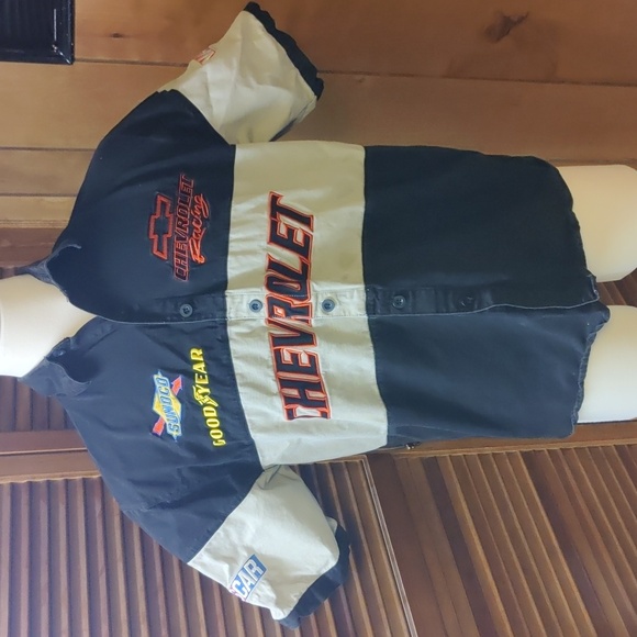 Vintage Chevrolet Racing Shirt 90s NASCAR Button Up Pit Crew Chevy - Picture 1 of 7